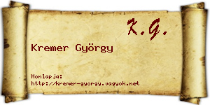 Kremer György névjegykártya